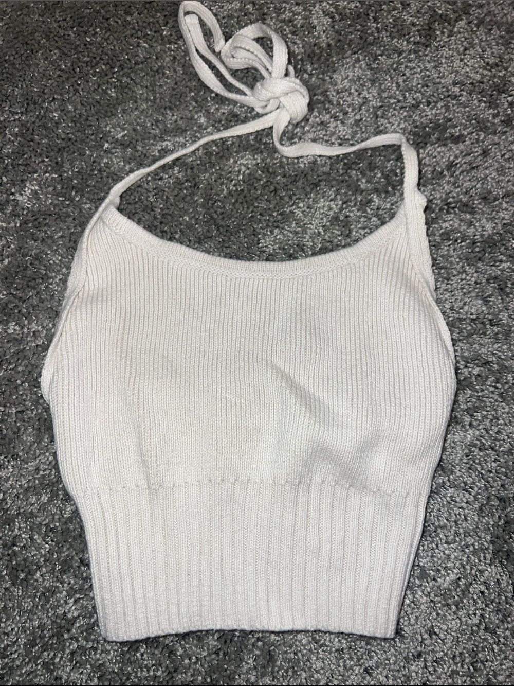 La Hearts White Knit Halter Crop Top
